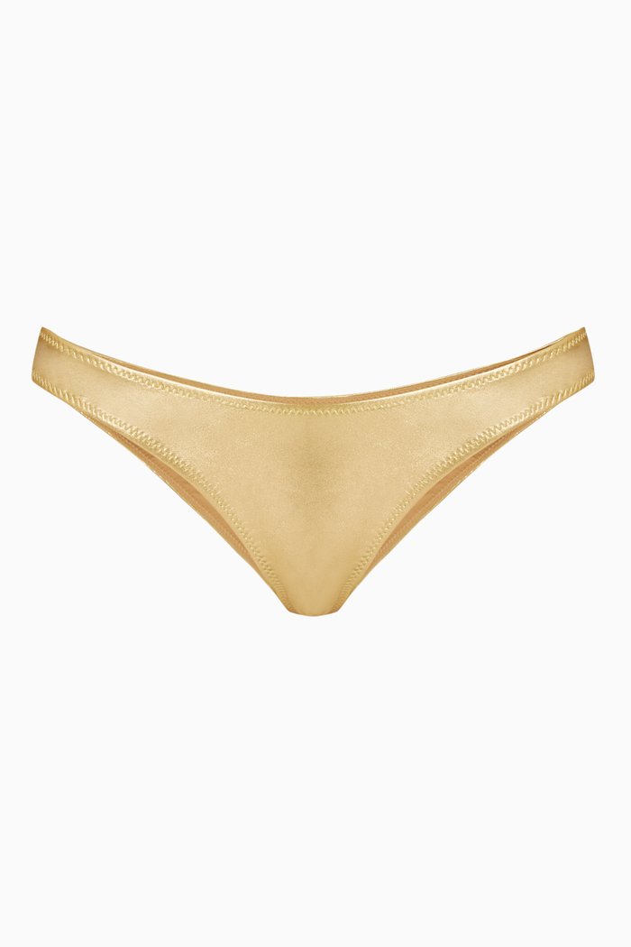 

The Luxe Bikini Briefs in Stretch Nylon, Gold