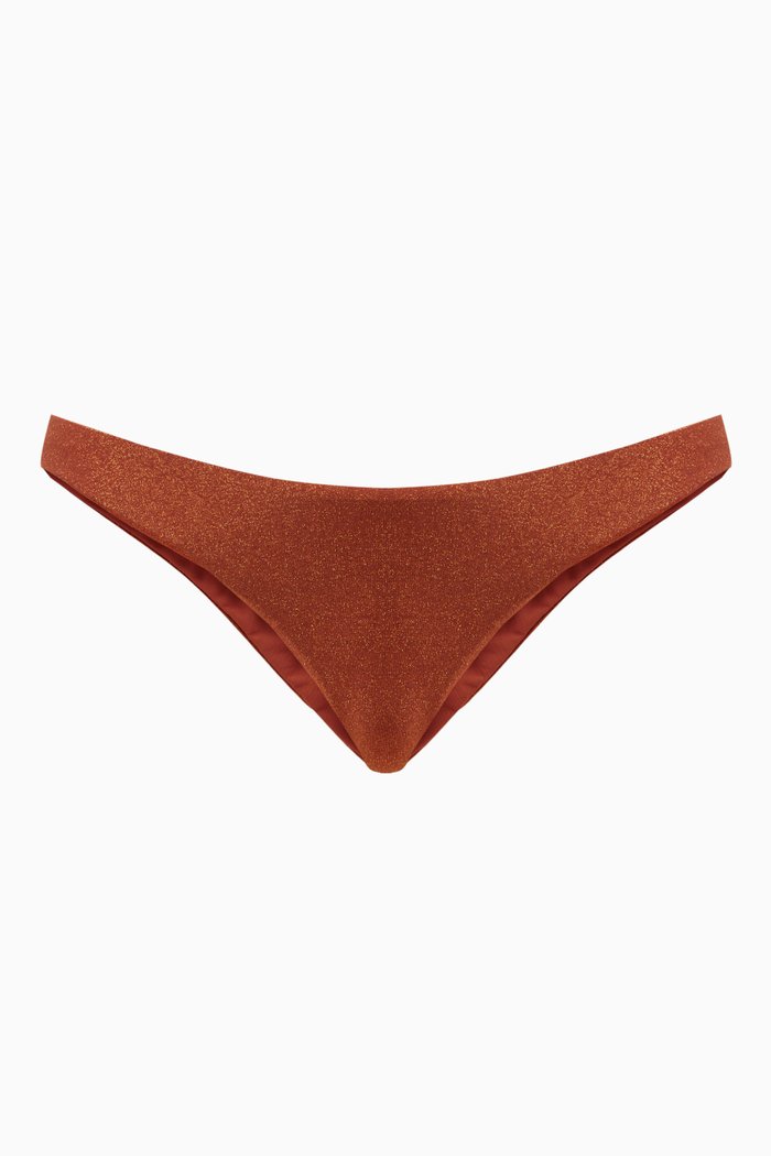 

The 90s Bikini Briefs in Stretch-lurex, Brown
