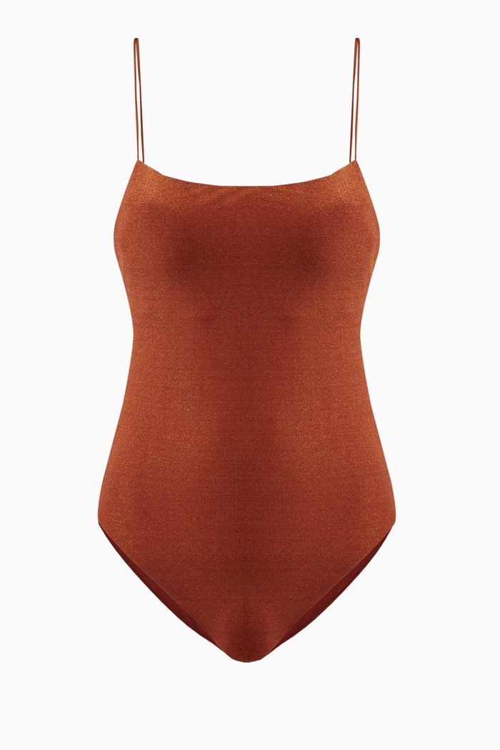 

The One-piece Swimsuit in Stretch-lurex, Brown
