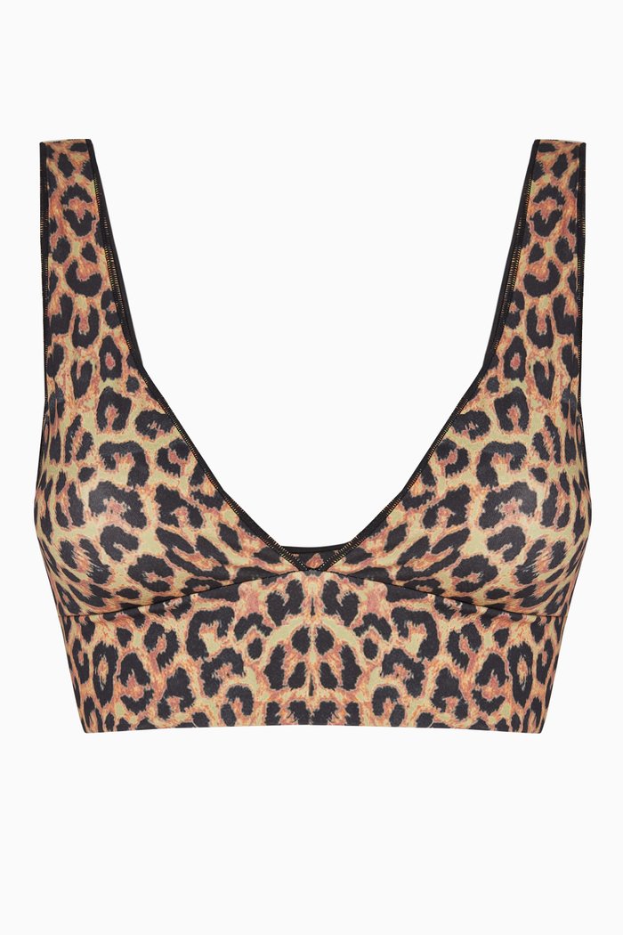 

The Contour Plunge Bikini Top in Stretch Nylon, Brown