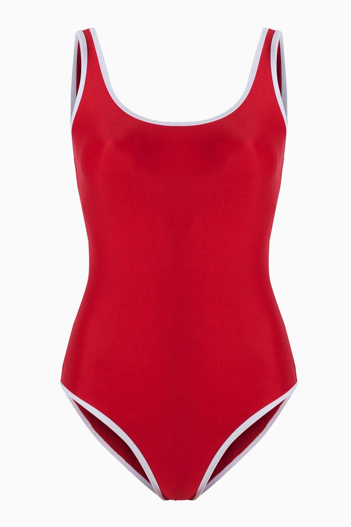 

The Backless Duo One-piece Swimsuit in Matte Lycra, Red
