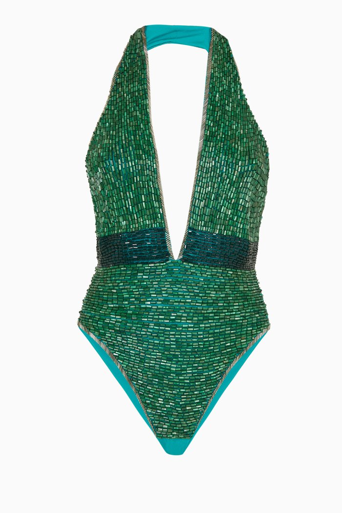 

Limited Edition Melusine Mother-of-Pearl One-piece Swimsuit, Blue