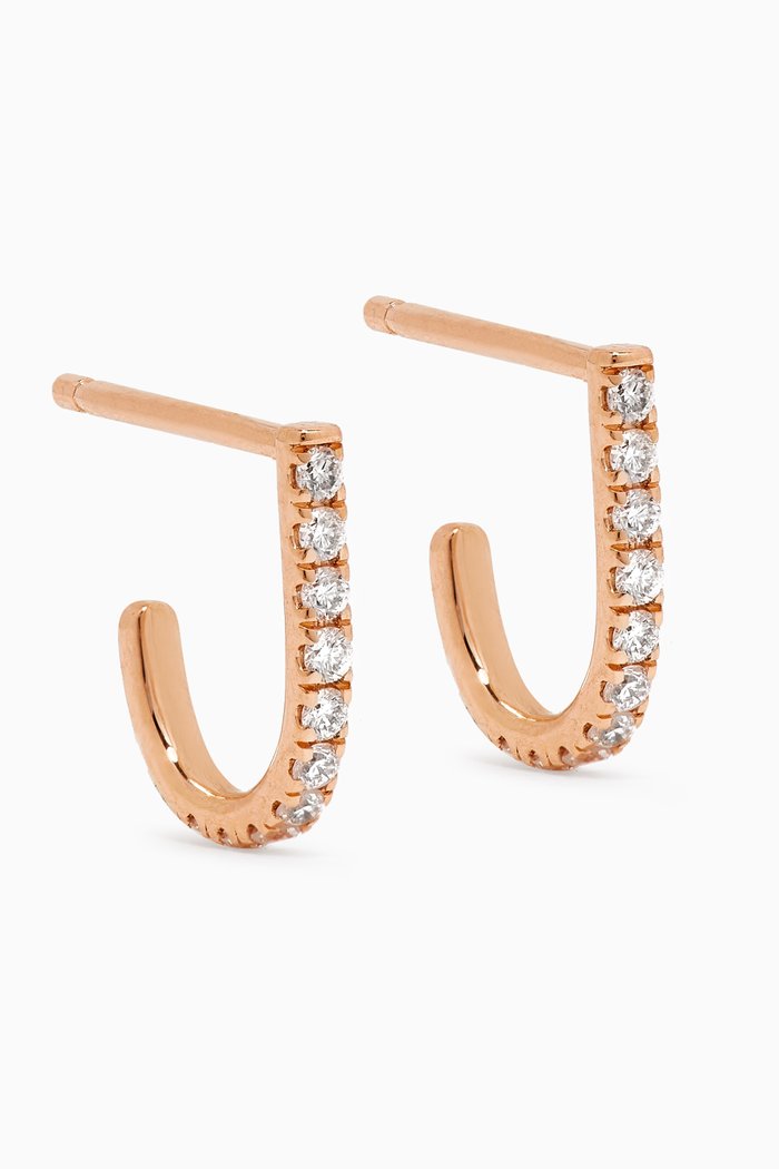 Slim Diamond Huggies in 18kt Rose Gold, White