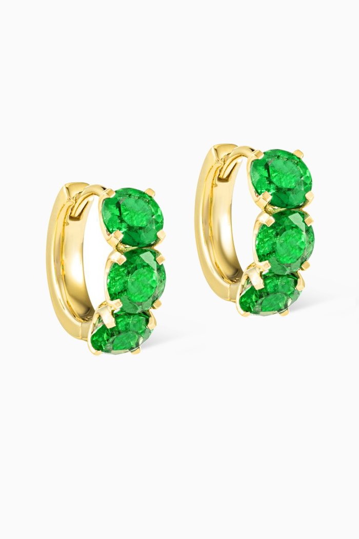 Large Colombian Emerald Huggies in 18kt Gold, Green