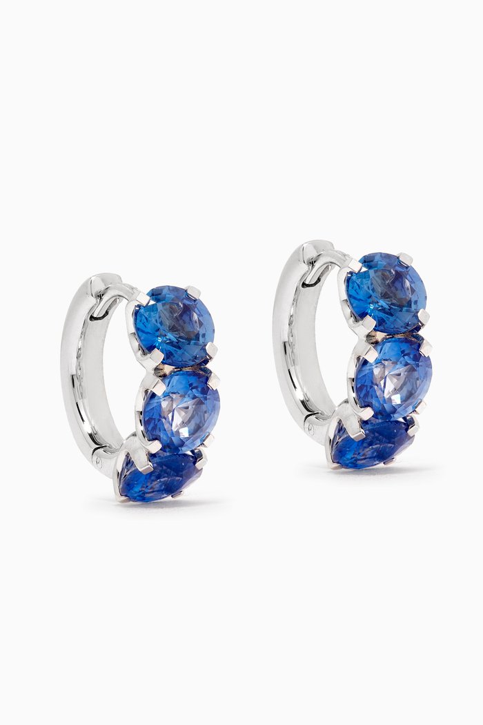 

Large Ceylon Sapphire Huggies in 18kt White Gold, Blue