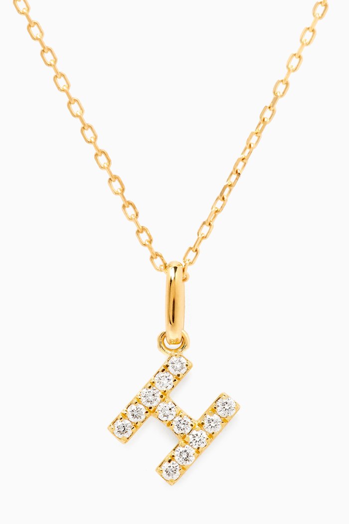 

H Letter Diamond Necklace in 18kt Gold, White