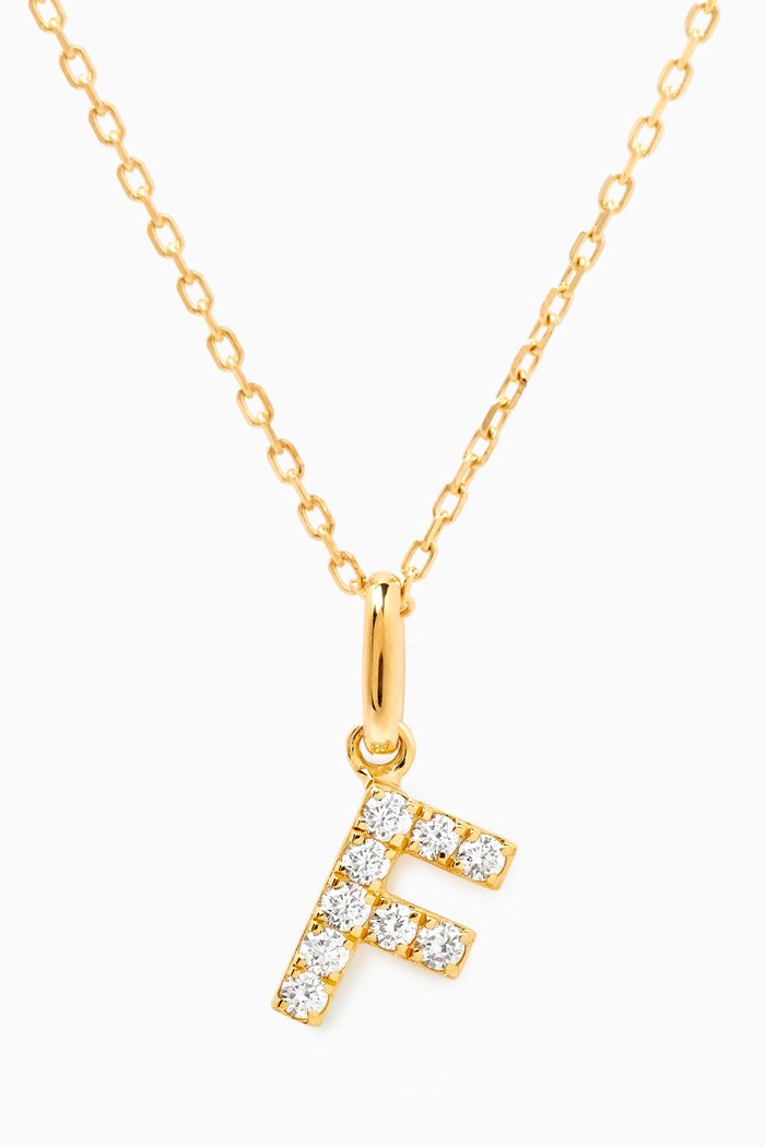 

F Letter Diamond Necklace in 18kt Gold, Neutral