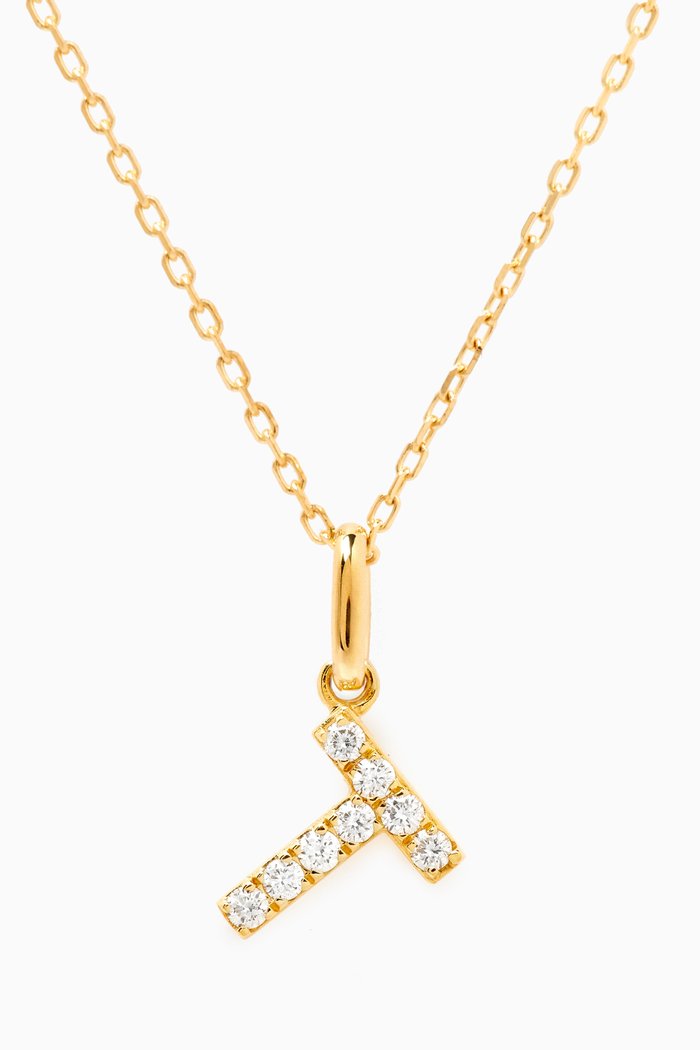 

T Letter Diamond Necklace in 18kt Gold, White