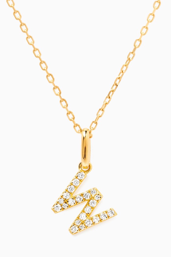 

W Letter Diamond Necklace in 18kt Gold, Neutral
