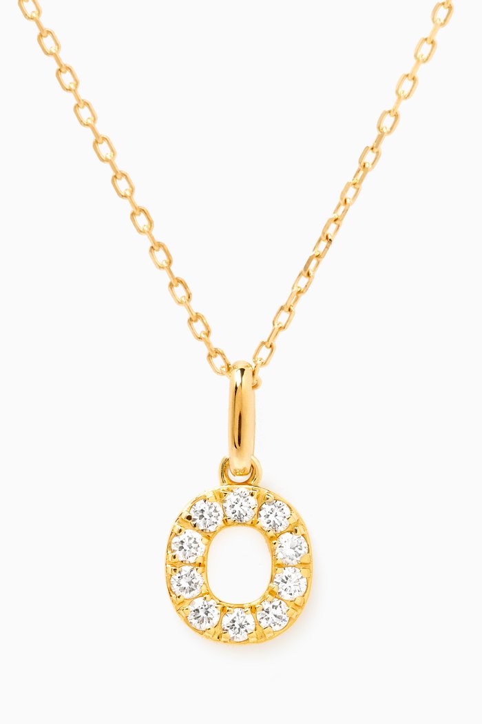 

O Letter Diamond Necklace in 18kt Gold, White