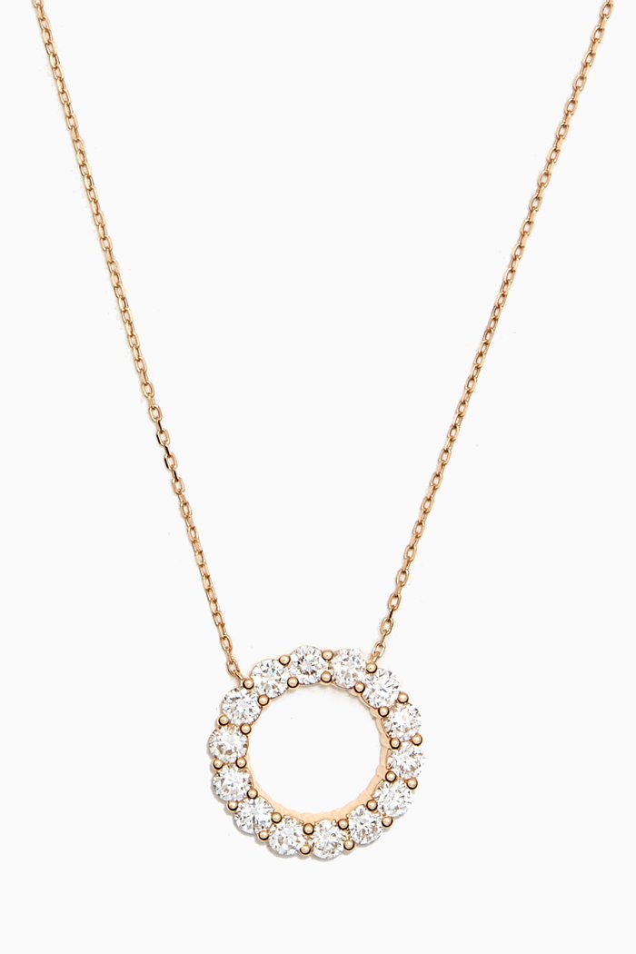 

Large Circle Diamond Necklace in 18kt Gold, White
