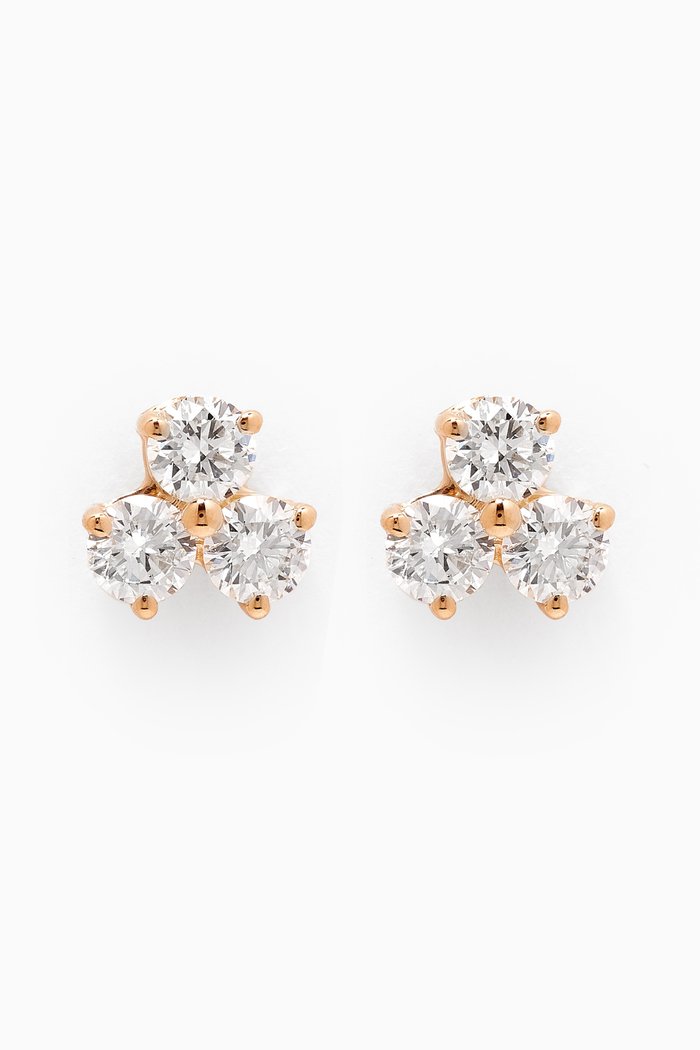 Diamond Cluster Stud Earrings in 18kt Gold, White