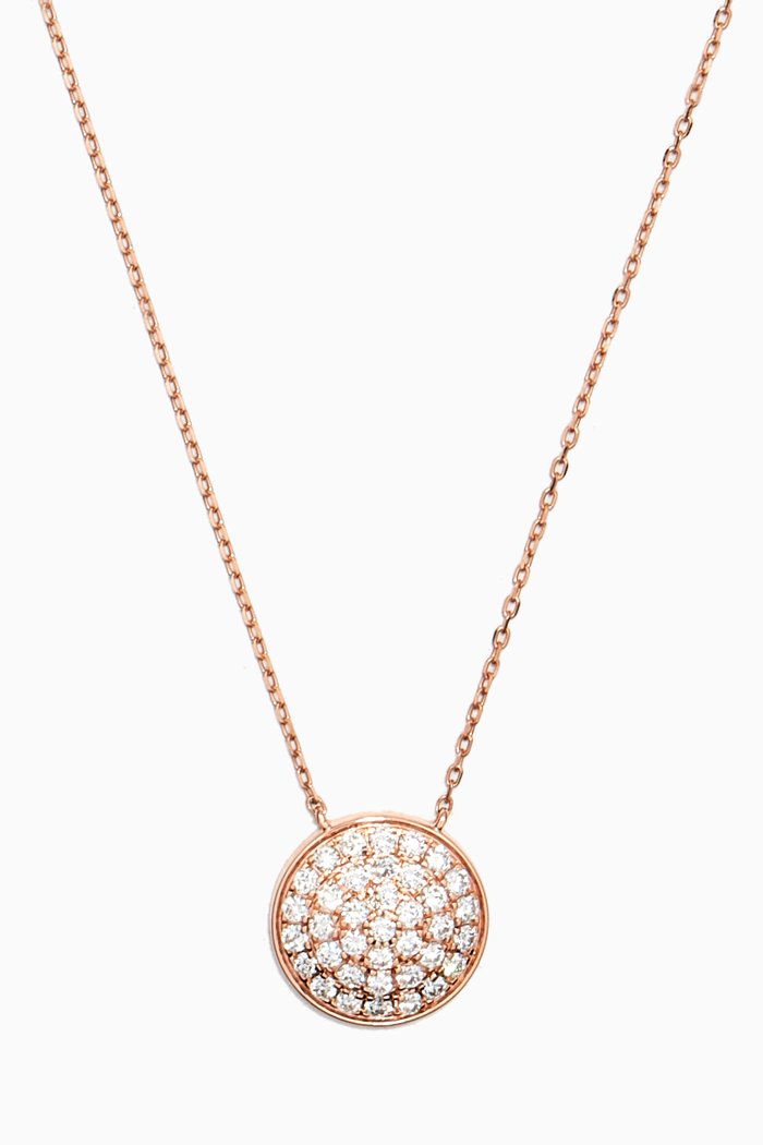 

Disc Diamond Necklace in 18kt Rose Gold, White