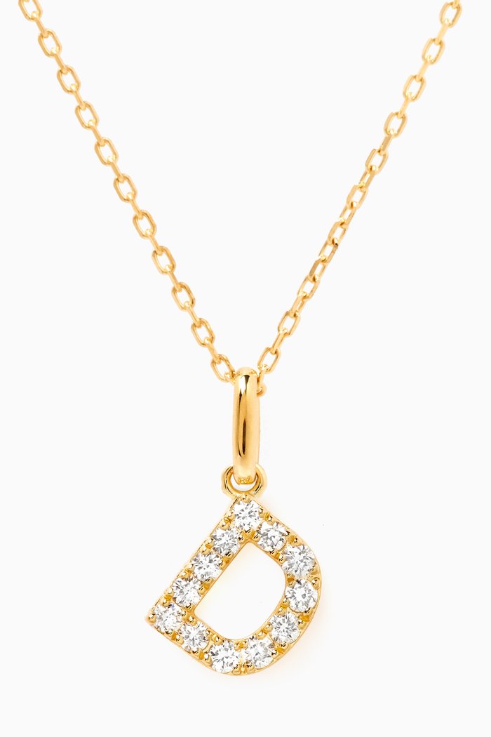 

D Letter Diamond Necklace in 18kt Gold, Neutral