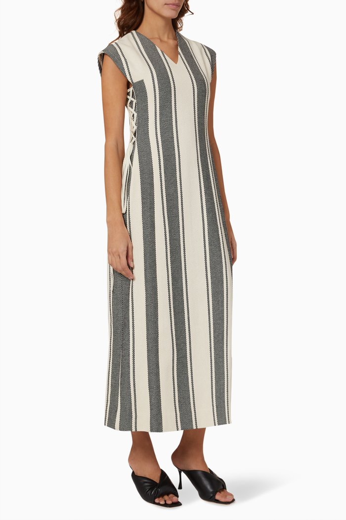 

Lea Striped Dress in Cotton, Neutral