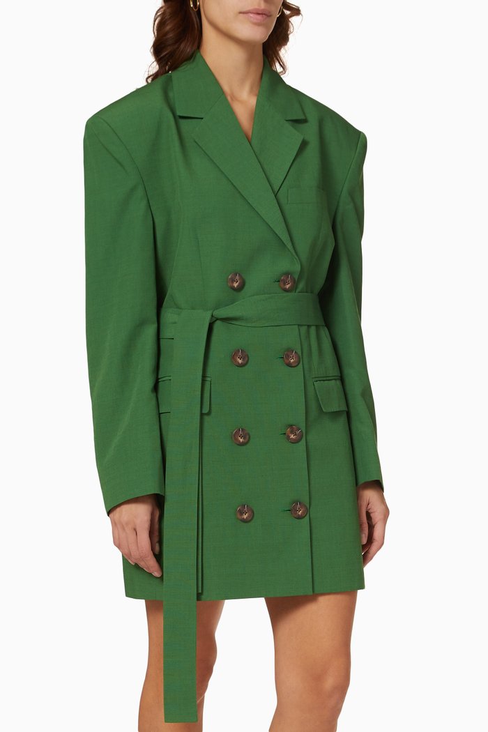 

Haya Blazer Dress in Linen Blend, Green