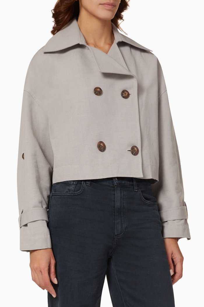 

Stine Short Trench Jacket in Cotton Blend, Neutral