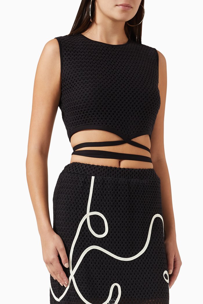 

Crochet Top in Cotton, Black