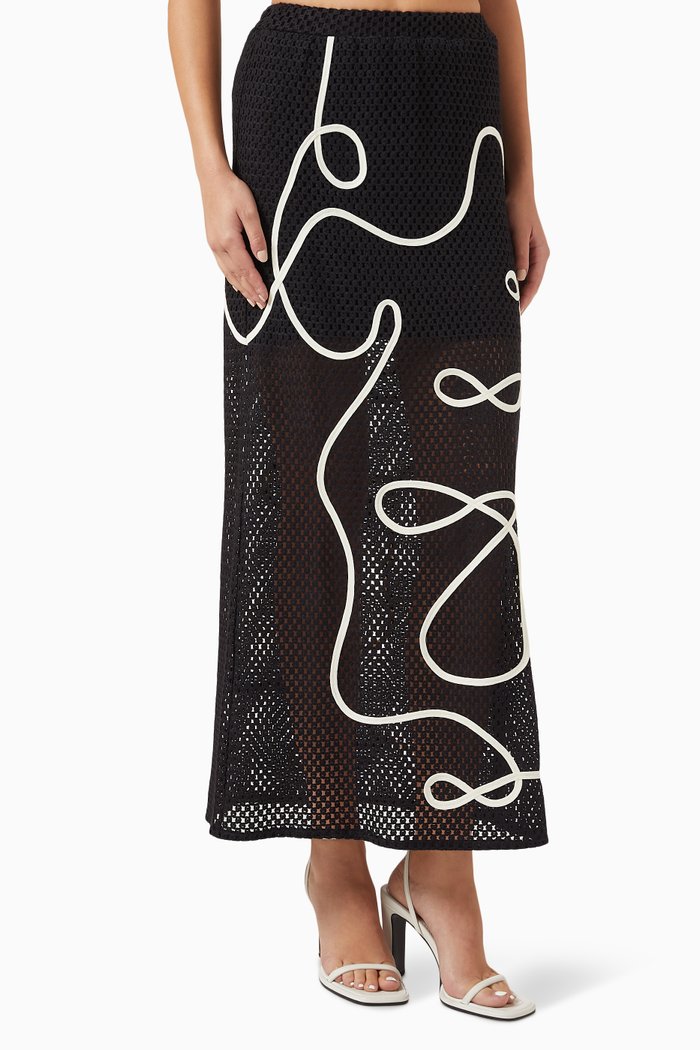 

Jen Crochet Skirt in Cotton, Black