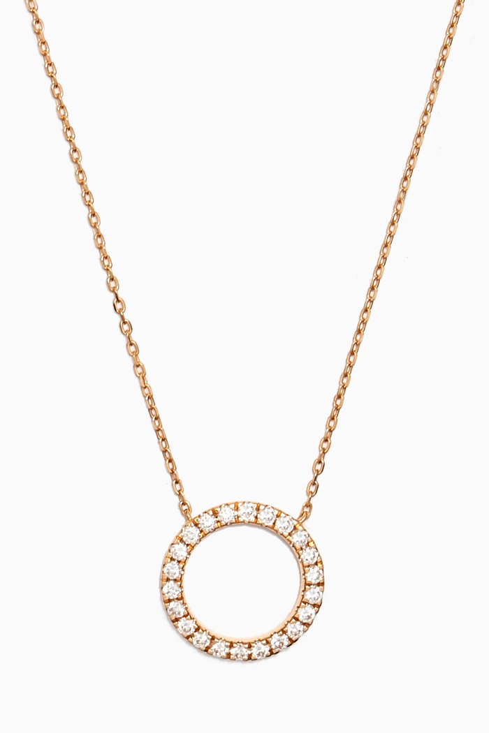 Petite Circle Diamond Necklace in 18kt Gold, White