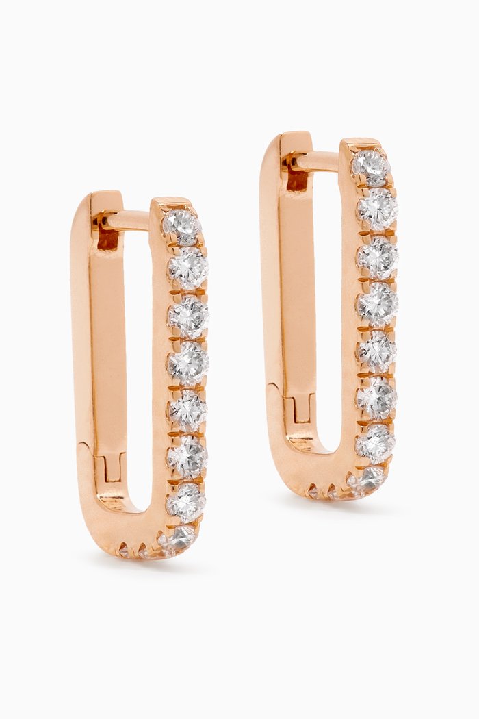 

Paperclips Diamond Hoops in 18kt Rose Gold, White