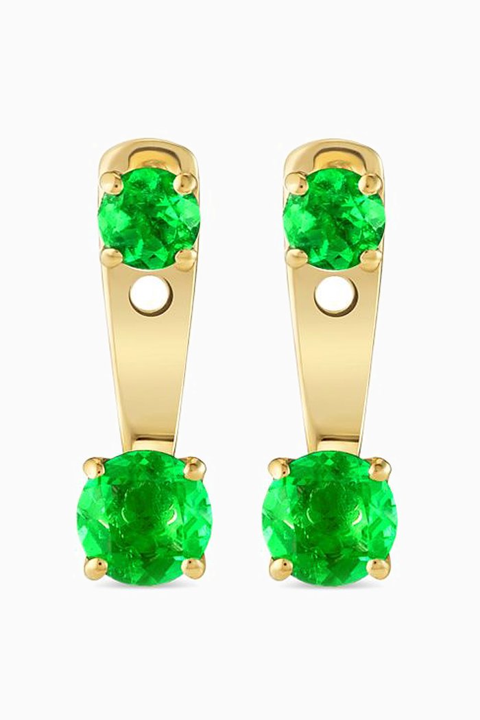 

Raindrops Colombian Emerald Earrings in 18kt Gold, Green