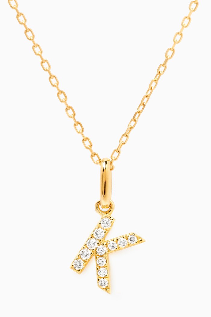K Letter Diamond Necklace in 18kt Gold, Neutral