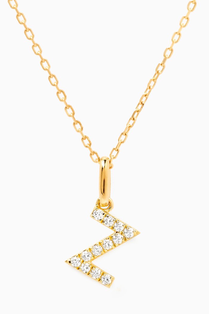 

Z Letter Diamond Necklace in 18kt Gold, White