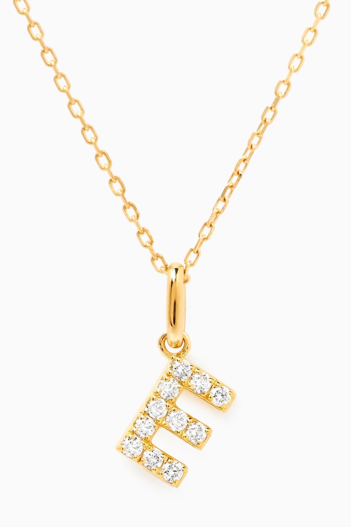 

E Letter Diamond Necklace in 18kt Gold, Neutral