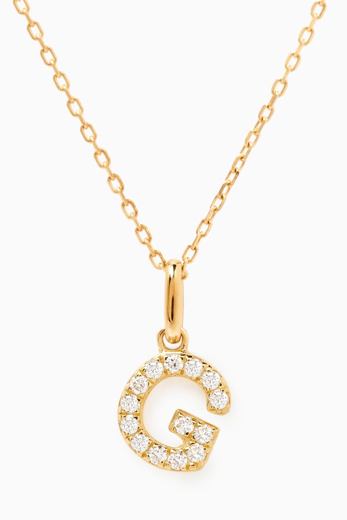 

G Letter Diamond Necklace in 18kt Gold, Neutral
