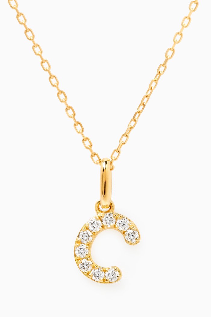 

C Letter Diamond Necklace in 18kt Gold, White
