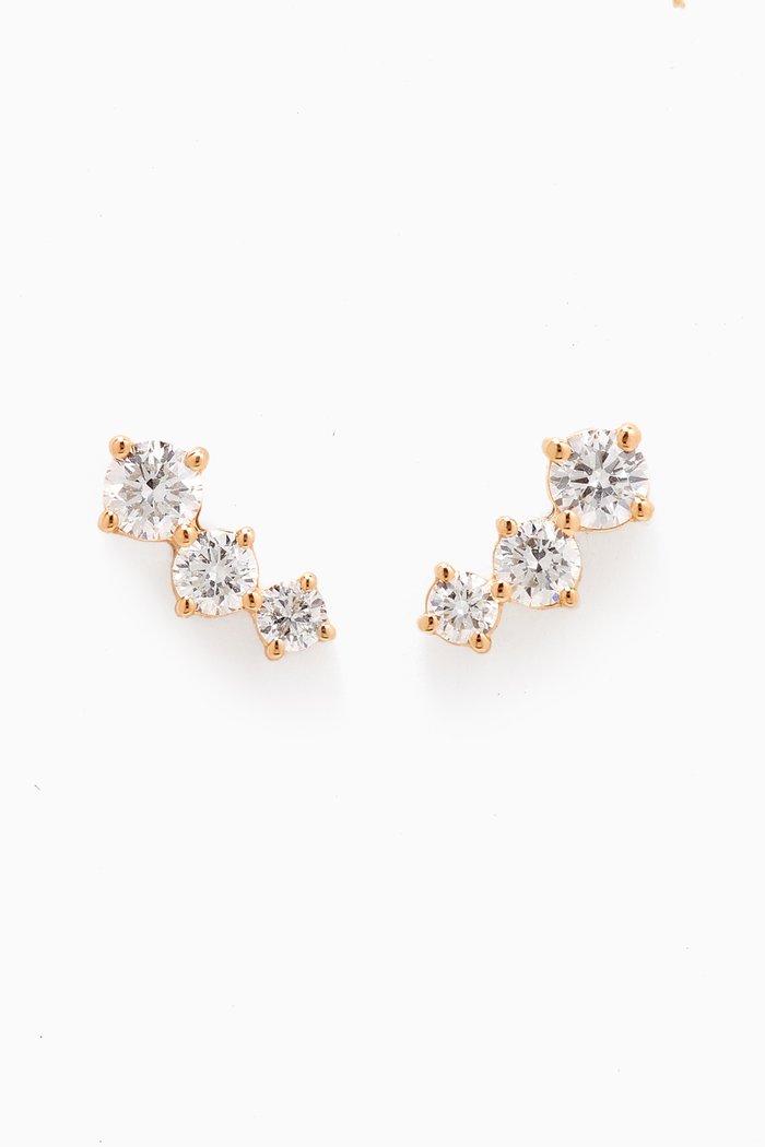 

Petite Diamond Bar Diamond Earrings in 18kt Gold, White