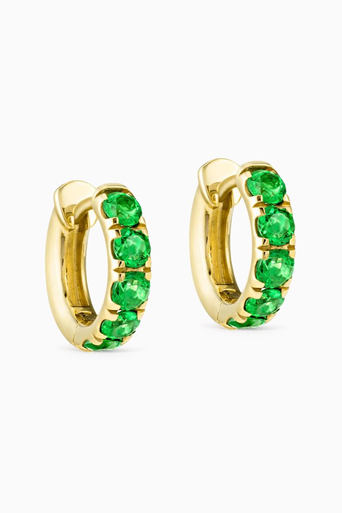 

Queen Colombian Emerald Huggies in 18kt Gold, Green