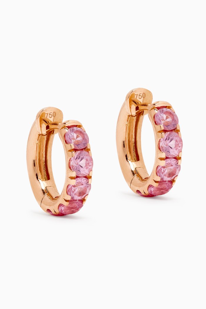 Queen Pink Ceylon Sapphire Huggies in 18kt Rose Gold
