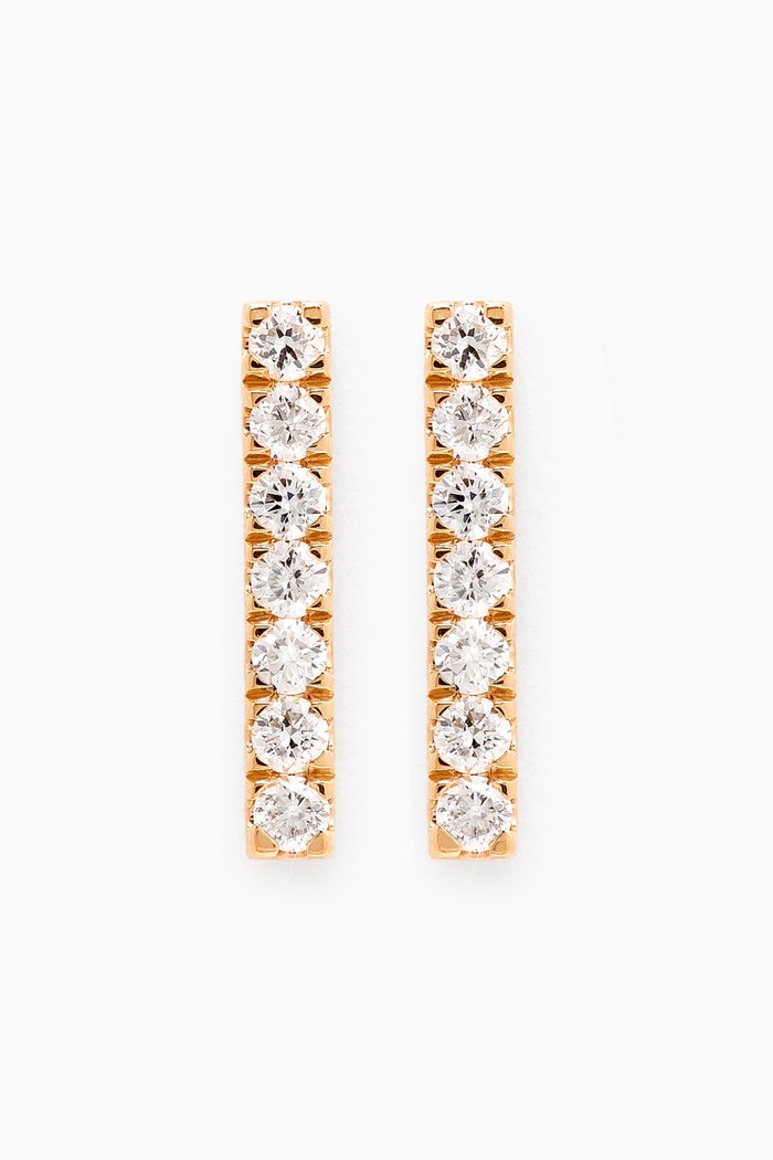 Diamond Bar Earrings in 18kt Gold, White