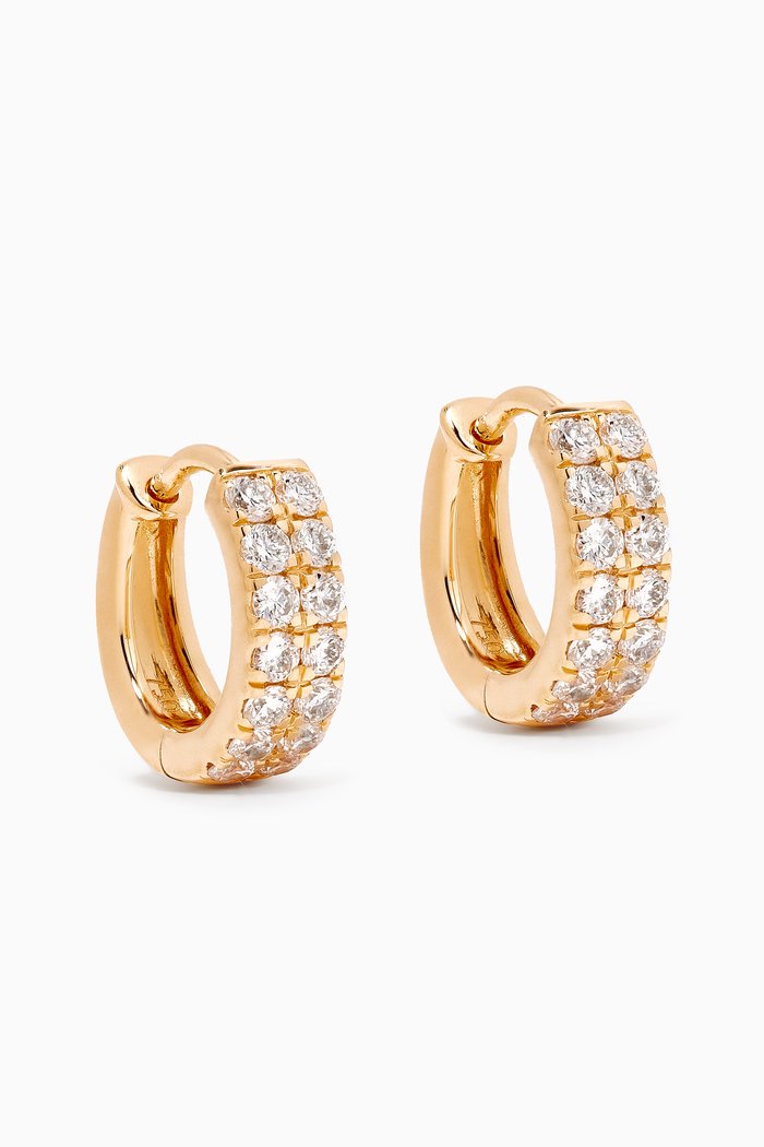 

Double Diamond Huggies in 18kt Gold, White