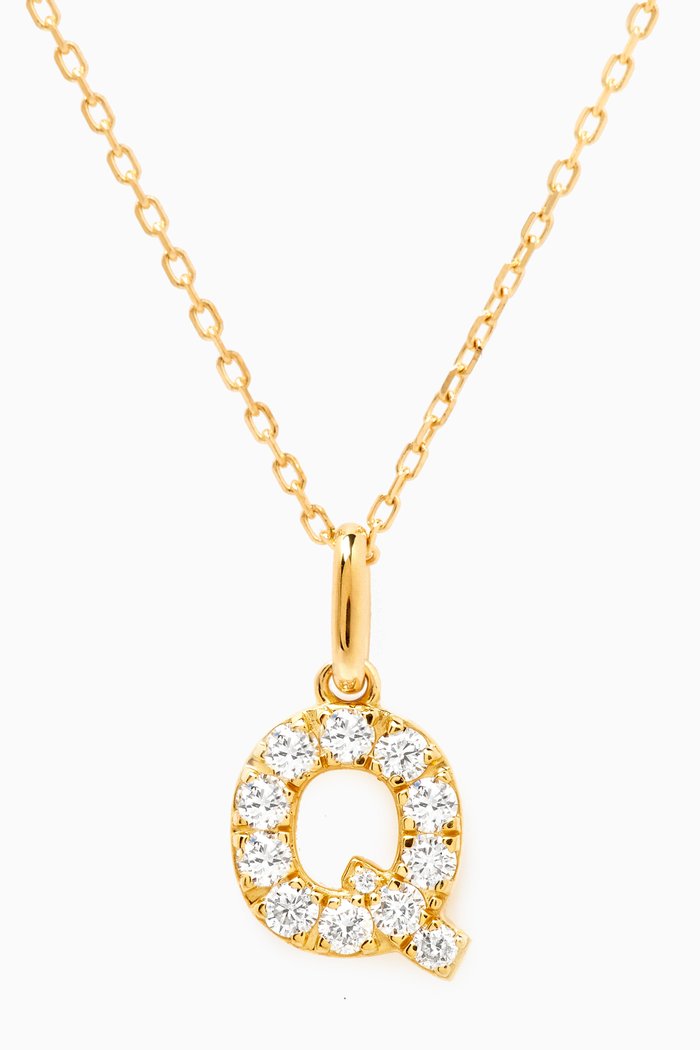 

Q Letter Diamond Necklace in 18kt Gold, Neutral