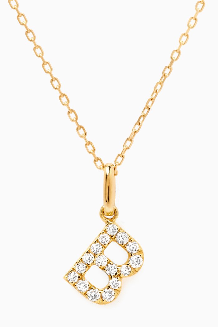 

B Letter Diamond Necklace in 18kt Gold, Neutral