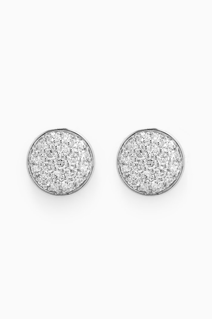

Disc Diamond Earrings in 18kt White Gold