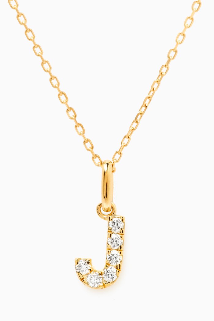 

J Letter Diamond Necklace in 18kt Gold, White