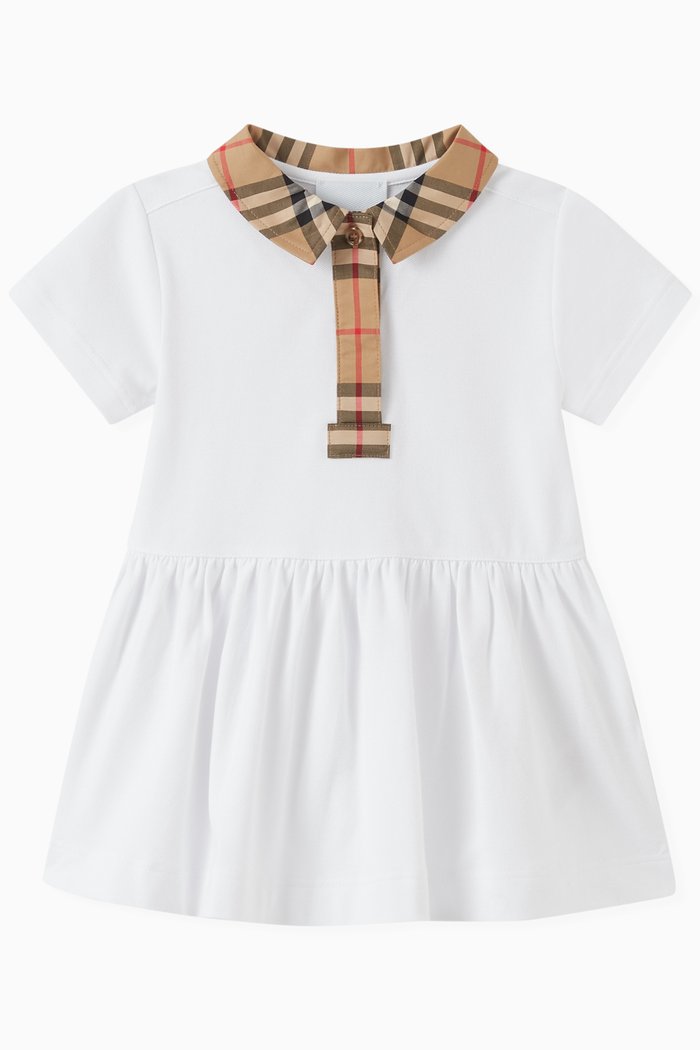

Tavi Checkered Collar Dress in Cotton, White