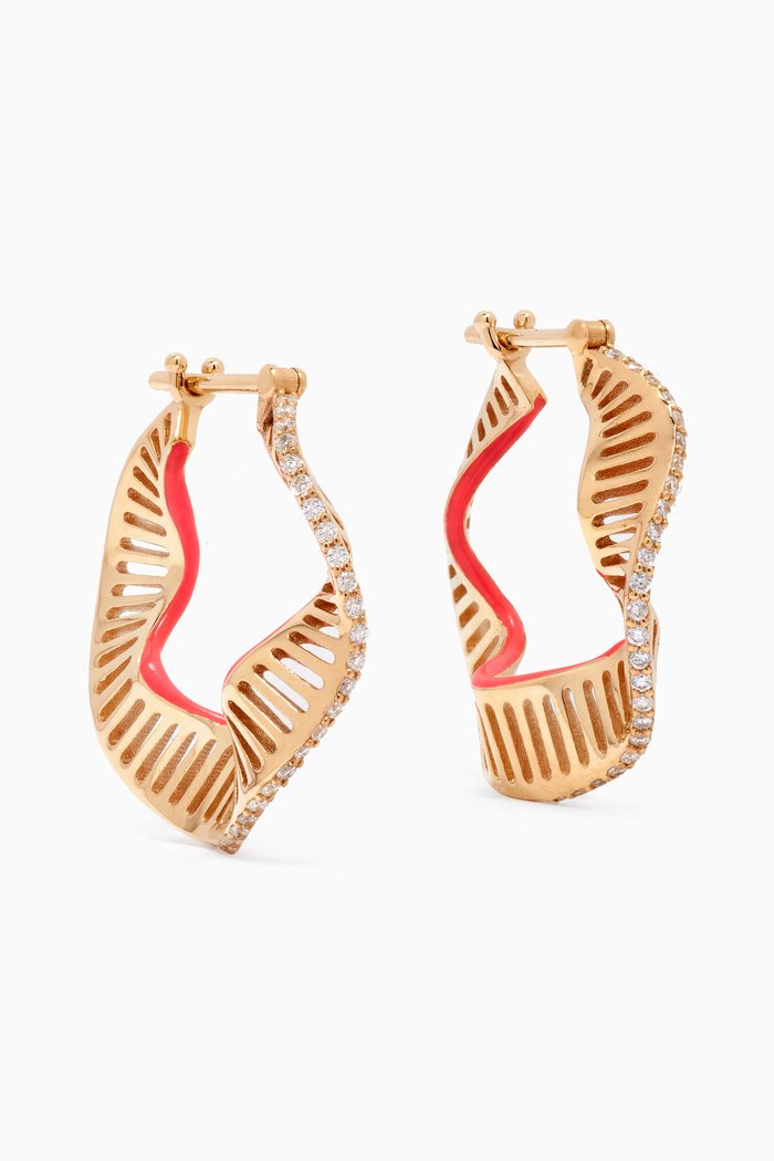 

Twisted Waves Diamond Earrings in 18kt Gold, Pink