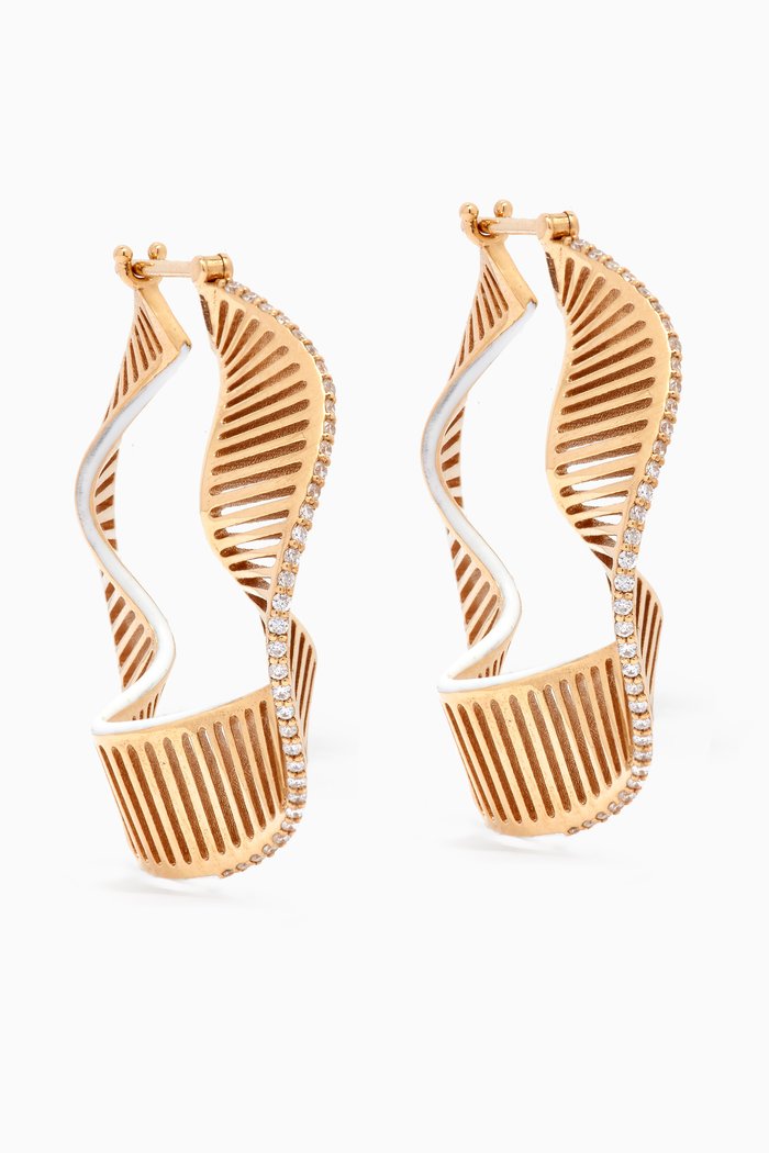

Twisted Waves Diamond Earrings in 18kt Gold, White
