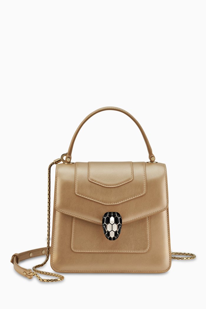 

Small Serpenti Forever Top-handle Bag in Leather, Gold
