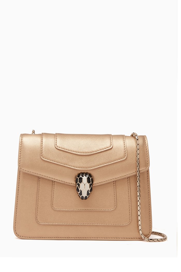 

Small Serpenti Forever Crossody Bag in Leather, Gold