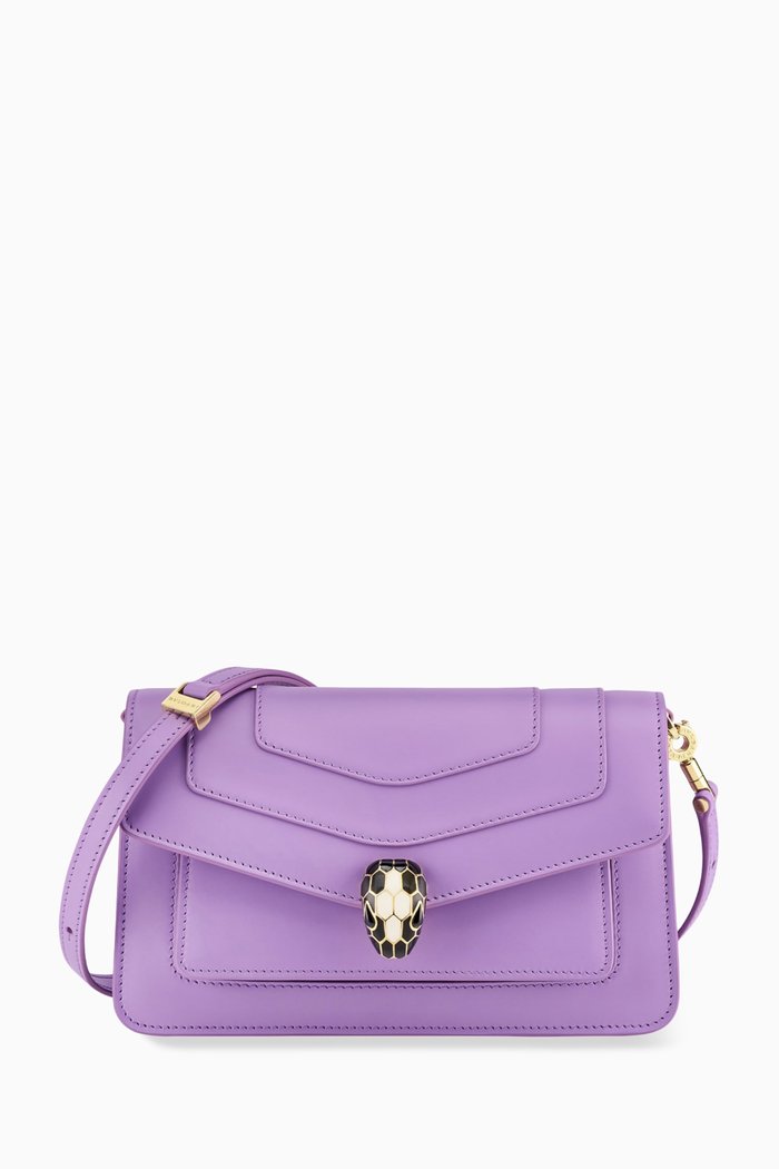 

Serpenti Forever East-West Crossbody Bag in Leather, Purple