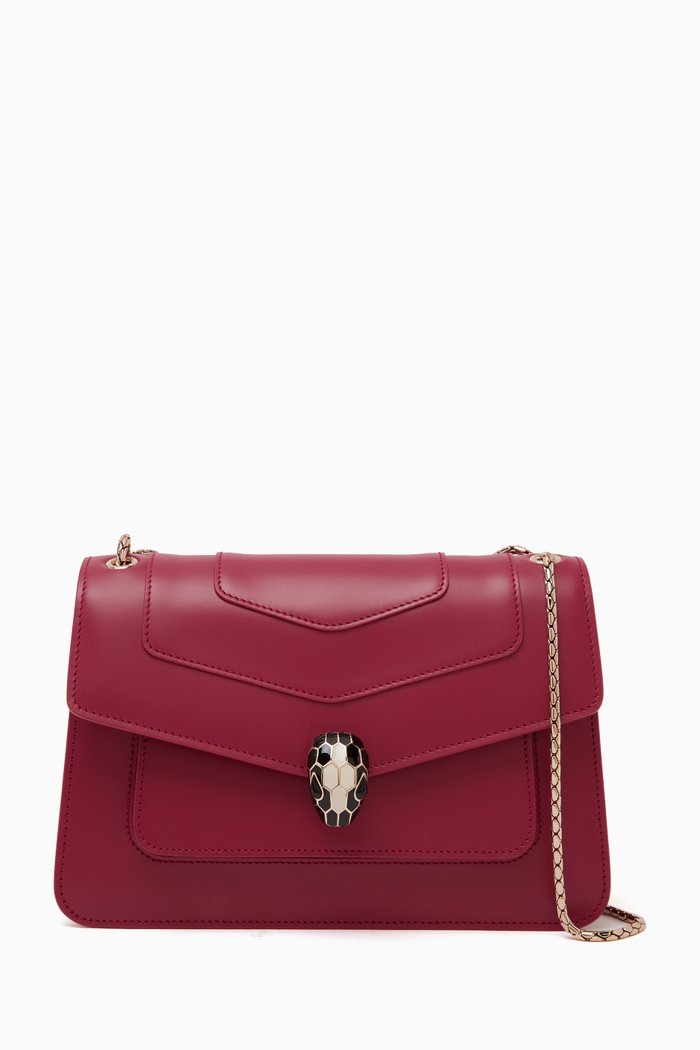 Medium Serpenti Forever Shoulder Bag in Leather, Pink