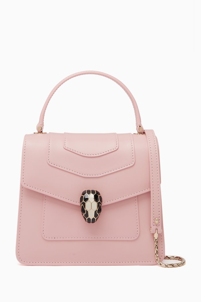 Small Serpenti Forever Top-handle Bag in Leather, Pink