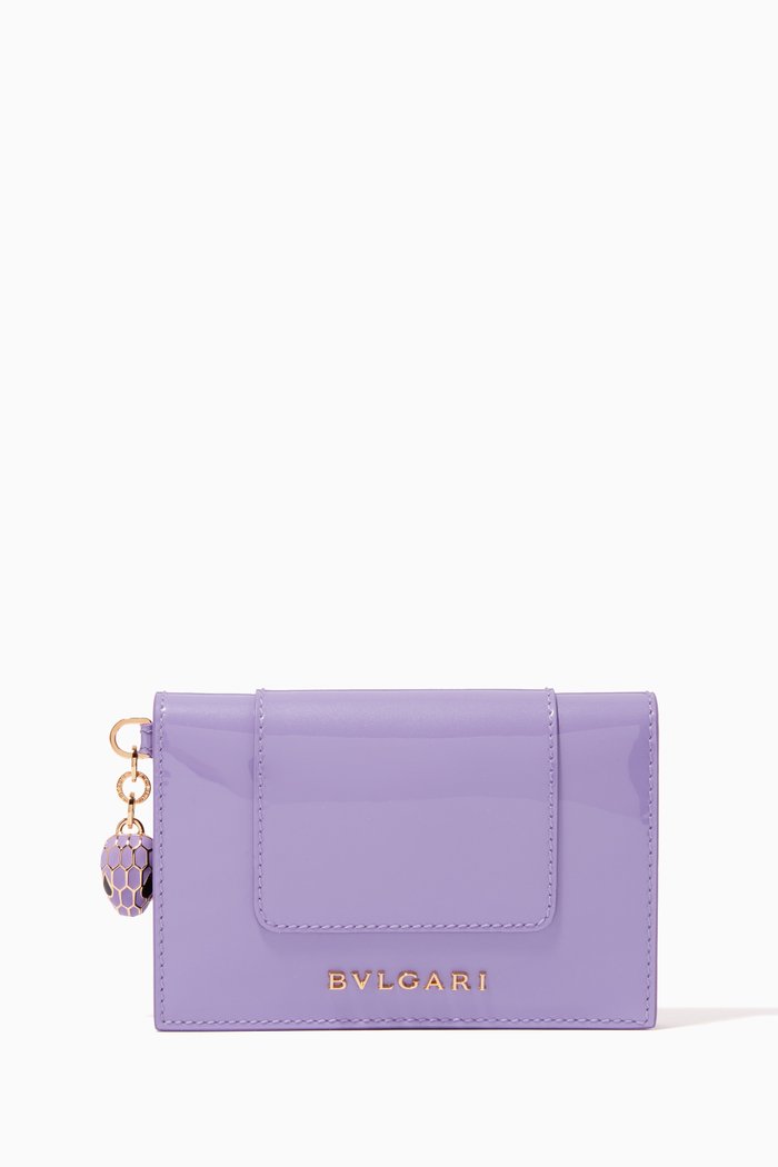 

Serpenti Card Holder in Patent Leather, Purple