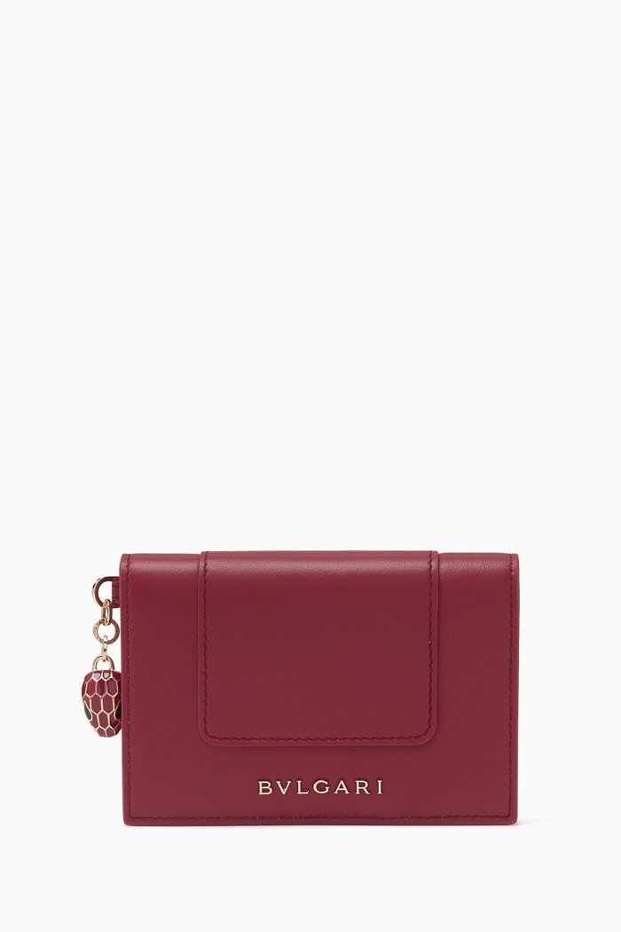 

Serpenti Forever Card Holder in Leather, Pink